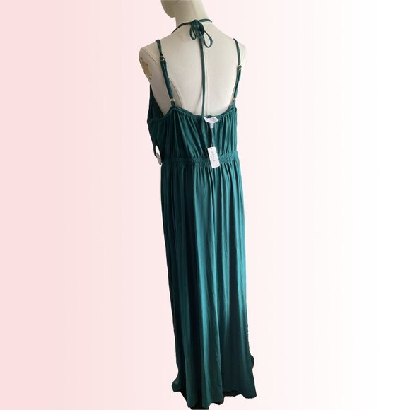 Soma teal maxi dress with built-in shelf bra (soft!) NWT - Picture 2 of 7